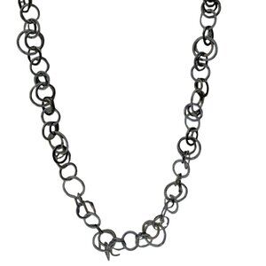 Alfani Multi Circle Link Chain Necklace Black Silver Gold Tone Fashion Jewelry